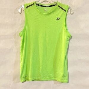 Russell Athletic Chartreuse Neon Green Sleeveless Workout Training Tee Tank Top